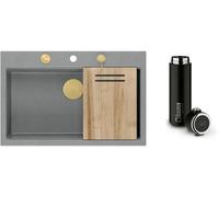 Set lavello GraniteQ Quadron Marc HQM7650U5_PVDG1, bicchiere termico Quadron M0051