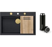 Set lavello GraniteQ Quadron Marc HQM7650U7_PVDG1, bicchiere termico Quadron M0051