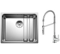Set lavello in acciaio Blanco Etagon 500-U 521841, rubinetto da cucina Oltens Duf 35203100