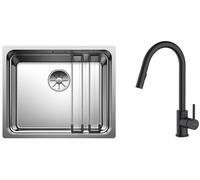 Set lavello in acciaio Blanco Etagon 500-U 521841, rubinetto da cucina Oltens Litla 35204300