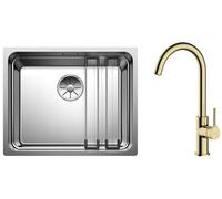 Set lavello in acciaio Blanco Etagon 500-U 521841, rubinetto da cucina Oltens Skafta 35206800