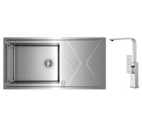 Set lavello in acciaio con sifone Teka Brooklyn 115100023, rubinetto da cucina Teka Brooklyn 116030056