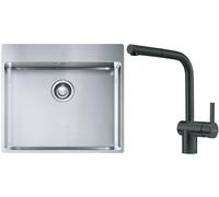 Set lavello in acciaio Franke Box 127.0369.295, rubinetto da cucina Franke Atlas 115.0550.427