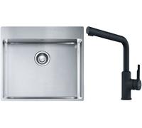 Set lavello in acciaio Franke Box 127.0369.295, rubinetto da cucina Franke Urban 115.0627.523
