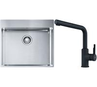 Set lavello in acciaio Franke Box 127.0369.295, rubinetto da cucina Franke Urban 115.0627.523
