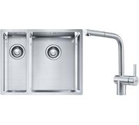 Set lavello in acciaio Franke Box 127.0369.916, rubinetto da cucina Franke Atlas 115.0521.439