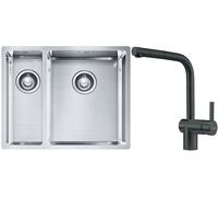 Set lavello in acciaio Franke Box 127.0369.916, rubinetto da cucina Franke Atlas 115.0550.427