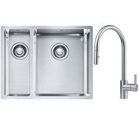 Set lavello in acciaio Franke Box 127.0369.916, rubinetto da cucina Franke Eos 115.0590.045