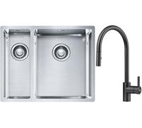 Set lavello in acciaio Franke Box 127.0369.916, rubinetto da cucina Franke Eos 115.0613.671