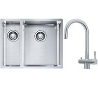 Set lavello in acciaio Franke Box 127.0369.916, rubinetto da cucina Franke Eos 120.0179.979
