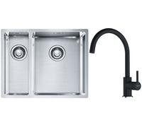 Set lavello in acciaio Franke Box 127.0369.916, rubinetto da cucina Franke Lina 115.0626.019