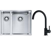 Set lavello in acciaio Franke Box 127.0369.916, rubinetto da cucina Franke Lina 115.0626.020
