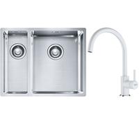 Set lavello in acciaio Franke Box 127.0369.916, rubinetto da cucina Franke Lina 115.0626.024