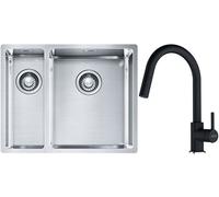 Set lavello in acciaio Franke Box 127.0369.916, rubinetto da cucina Franke Lina 115.0626.055