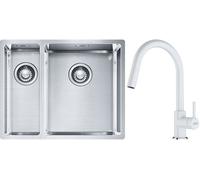 Set lavello in acciaio Franke Box 127.0369.916, rubinetto da cucina Franke Lina 115.0626.081