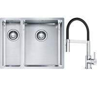 Set lavello in acciaio Franke Box 127.0369.916, rubinetto da cucina Franke Lina 115.0626.085