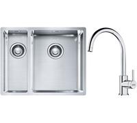 Set lavello in acciaio Franke Box 127.0369.916, rubinetto da cucina Franke Lina 115.0693.228