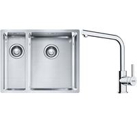 Set lavello in acciaio Franke Box 127.0369.916, rubinetto da cucina Franke Lina 115.0693.230