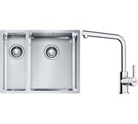 Set lavello in acciaio Franke Box 127.0369.916, rubinetto da cucina Franke Lina 115.0712.420