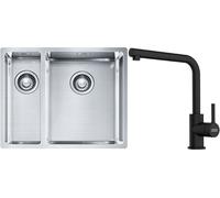 Set lavello in acciaio Franke Box 127.0369.916, rubinetto da cucina Franke Lina 115.0712.435