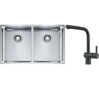 Set lavello in acciaio Franke Box 127.0370.188, rubinetto da cucina Franke Atlas 115.0550.427
