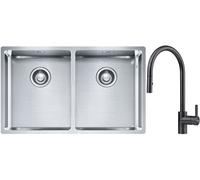 Set lavello in acciaio Franke Box 127.0370.188, rubinetto da cucina Franke Eos 115.0613.671