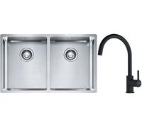 Set lavello in acciaio Franke Box 127.0370.188, rubinetto da cucina Franke Lina 115.0626.019