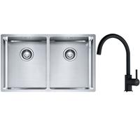Set lavello in acciaio Franke Box 127.0370.188, rubinetto da cucina Franke Lina 115.0626.020