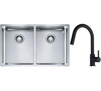 Set lavello in acciaio Franke Box 127.0370.188, rubinetto da cucina Franke Lina 115.0626.055