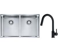 Set lavello in acciaio Franke Box 127.0370.188, rubinetto da cucina Franke Lina 115.0626.057