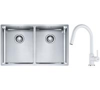 Set lavello in acciaio Franke Box 127.0370.188, rubinetto da cucina Franke Lina 115.0626.081