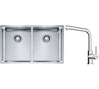 Set lavello in acciaio Franke Box 127.0370.188, rubinetto da cucina Franke Lina 115.0693.230