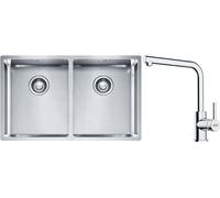 Set lavello in acciaio Franke Box 127.0370.188, rubinetto da cucina Franke Lina 115.0712.420