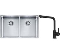 Set lavello in acciaio Franke Box 127.0370.188, rubinetto da cucina Franke Lina 115.0712.435