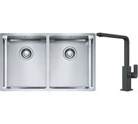 Set lavello in acciaio Franke Box 127.0370.188, rubinetto da cucina Franke Mythos 115.0550.441