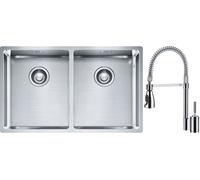 Set lavello in acciaio Franke Box 127.0370.188, rubinetto da cucina Franke Sentinel 115.0029.591