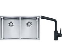 Set lavello in acciaio Franke Box 127.0370.188, rubinetto da cucina Franke Urban 115.0627.523