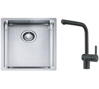 Set lavello in acciaio Franke Box 127.0453.653, rubinetto da cucina Franke Atlas 115.0550.427