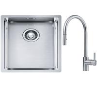 Set lavello in acciaio Franke Box 127.0453.653, rubinetto da cucina Franke Eos 115.0590.045