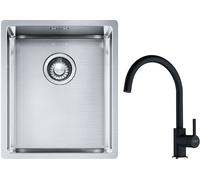 Set lavello in acciaio Franke Box 127.0453.653, rubinetto da cucina Franke Lina 115.0626.020