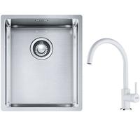 Set lavello in acciaio Franke Box 127.0453.653, rubinetto da cucina Franke Lina 115.0626.024