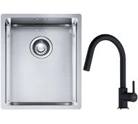 Set lavello in acciaio Franke Box 127.0453.653, rubinetto da cucina Franke Lina 115.0626.055