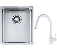 Set lavello in acciaio Franke Box 127.0453.653, rubinetto da cucina Franke Lina 115.0626.081