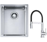 Set lavello in acciaio Franke Box 127.0453.653, rubinetto da cucina Franke Lina 115.0626.085