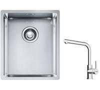 Set lavello in acciaio Franke Box 127.0453.653, rubinetto da cucina Franke Lina 115.0693.230