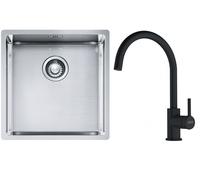 Set lavello in acciaio Franke Box 127.0453.654, rubinetto da cucina Franke Lina 115.0626.019