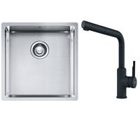 Set lavello in acciaio Franke Box 127.0453.654, rubinetto da cucina Franke Urban 115.0627.523