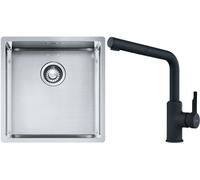 Set lavello in acciaio Franke Box 127.0453.654, rubinetto da cucina Franke Urban 115.0627.523