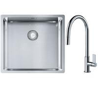 Set lavello in acciaio Franke Box 127.0453.655, rubinetto da cucina Franke Ambient 115.0373.947