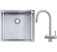 Set lavello in acciaio Franke Box 127.0453.655, rubinetto da cucina Franke Eos 120.0179.979